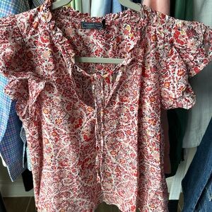 Vineyard Vines Red and Pink Floral Blouse